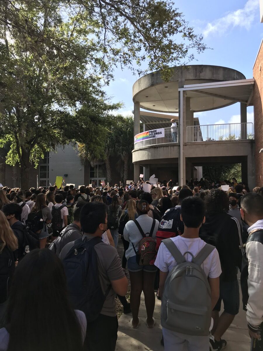 High school students protest Florida’s parental rights in education law deceptively referred to as “don’t say gay” law.