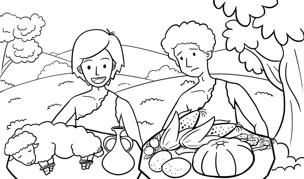 The story of Cain and Abel's main theme is depicted in this image.