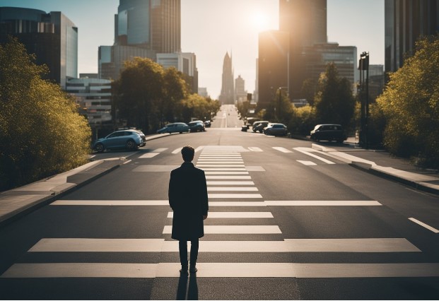 A man stares out into a barren city as he contemplates the benefits of a biblical worldview.