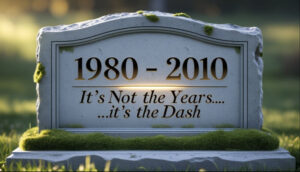 Tombstone depicting a meaningful life is not about the number of years lived but the substance of the “dash” in between.